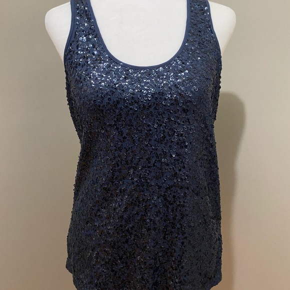 J. Crew Tops - J. Crew Sequin Tank Top Blue Black